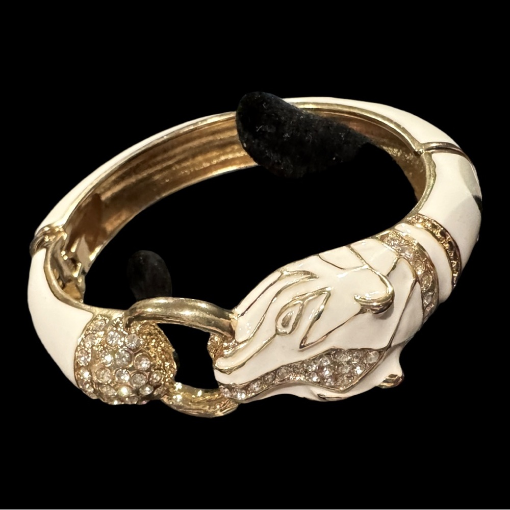 White Enamel Jaguar Clamper Bracelet - Picture 11 of 15